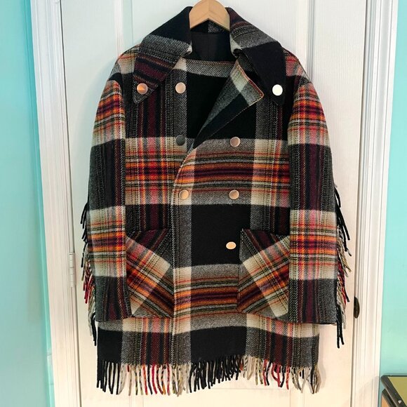 Raf Simons for Calvin Klein 205W39NYC x Pendleton Wool Fringe Coat - Size 2 - Picture 3 of 11